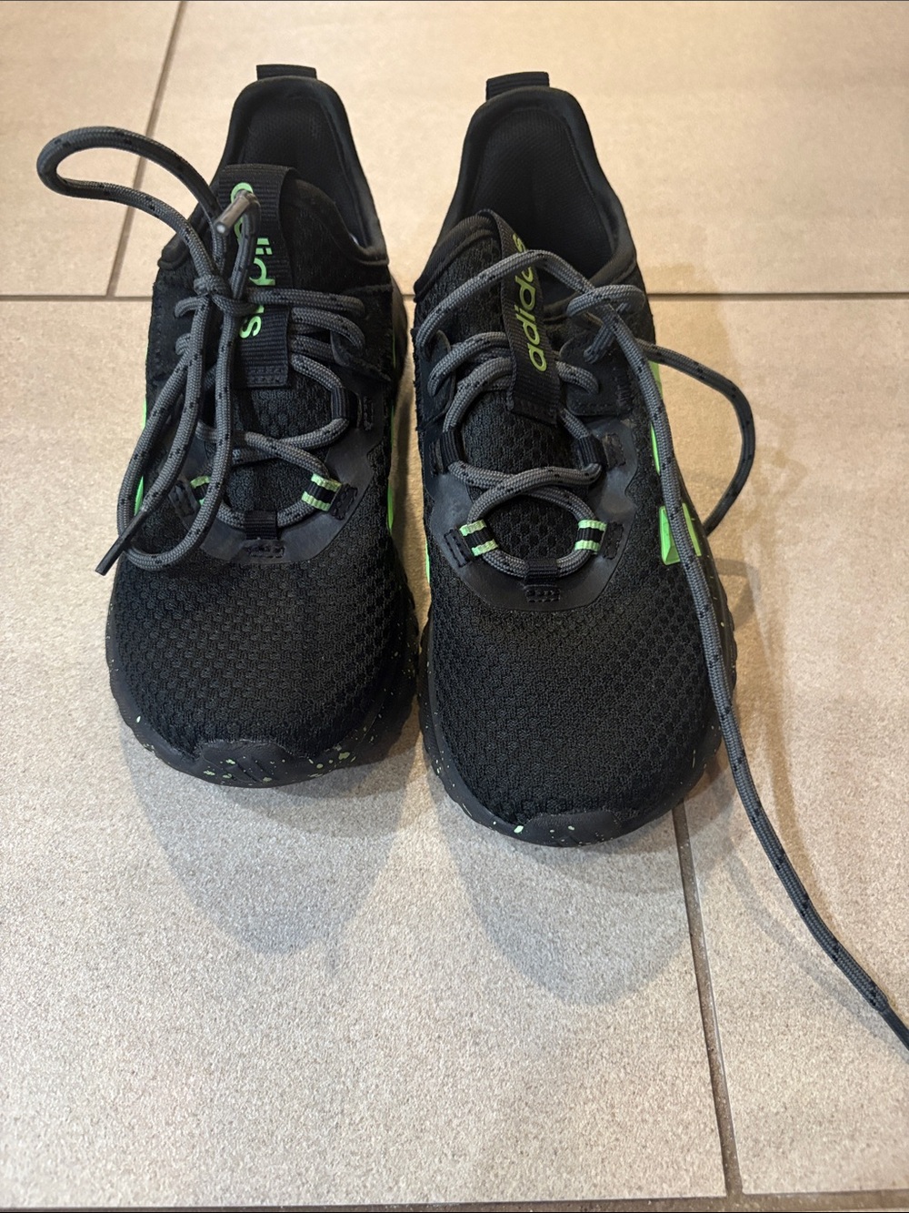 adidas Men’s Black Sneakers with Neon Green Highlights